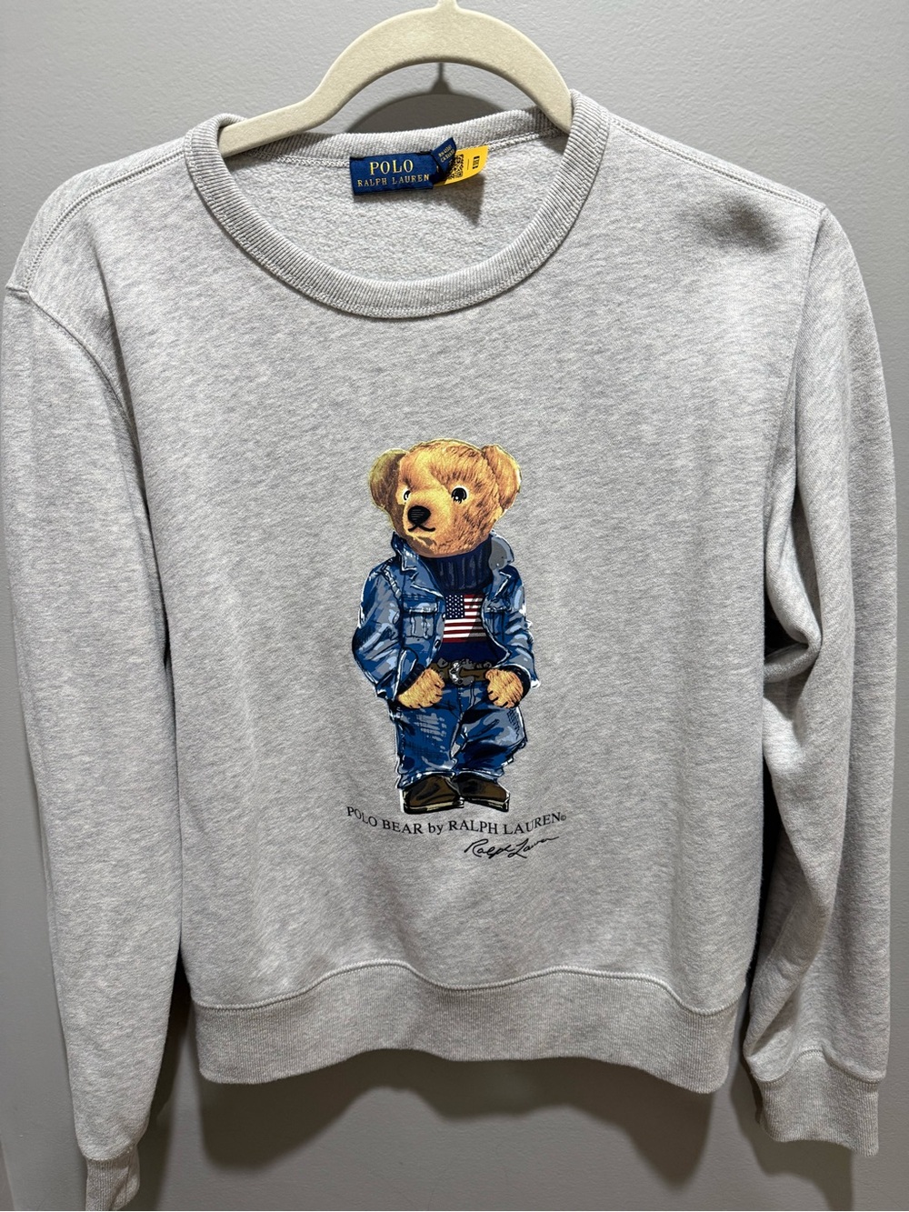 Polo by Ralph Lauren Womans Grey Bear Graphic Sweatshirt